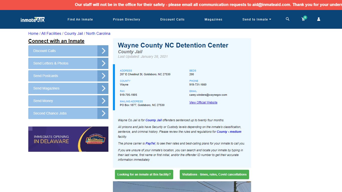 Wayne County NC Detention Center - Inmate Locator ...